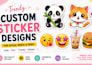 create trendy sticker designs for social media and print